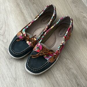 Sperry Floral Loafers Navy Blue Flats
